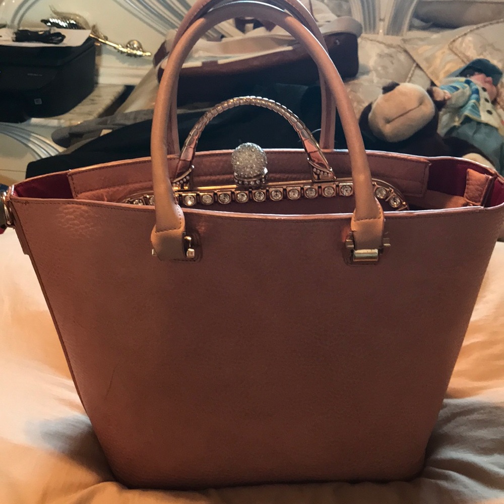 EUC Unique 2 in 1 Light Pink Double Purse